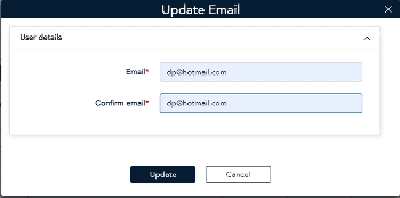 : The Update email popup enables you to edit an existing email that was already created.